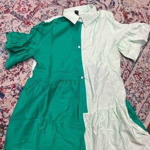 SHEIN 2 tone green block dress